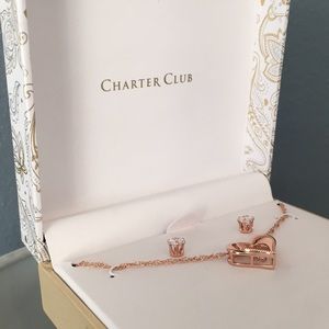 💛CHARTER CLUB💛ROSE GOLD-TONE NECKLACE/EARRINGS SET